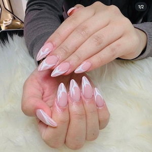 French Tip Press On Nails: Pink & White, Full Kit Included