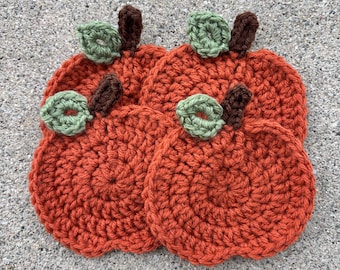 Crochet Pumpkin Coaster - Set of Four