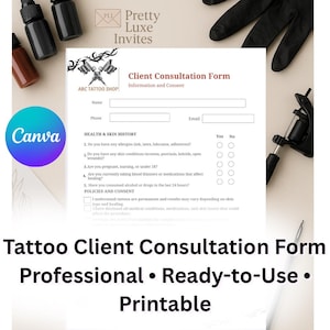 Tattoo Client Consultation Form | One-Page Intake & Consent PDF Template