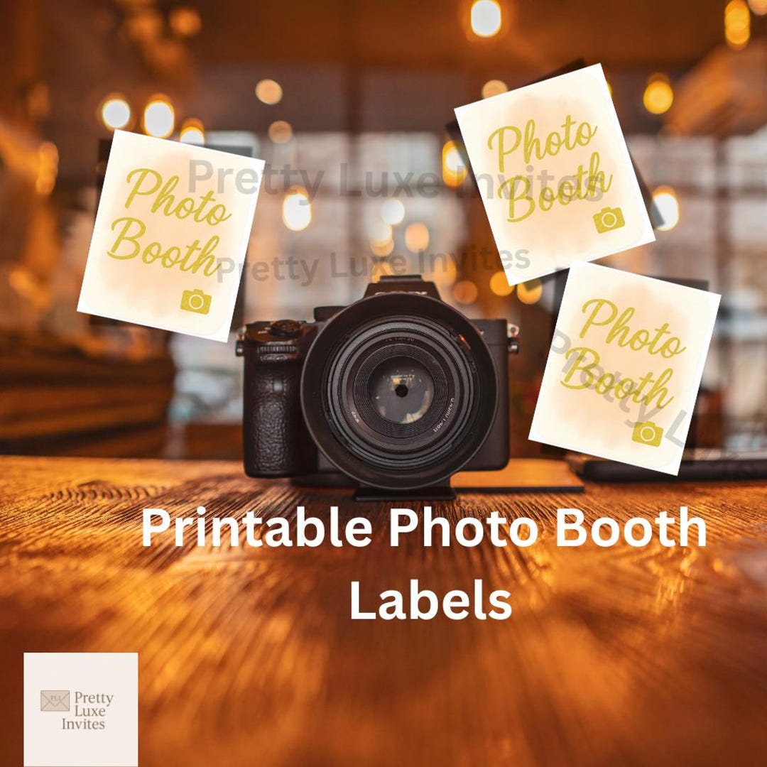 Printable Photo Booth Label – Gold Watercolor Party Table Sign, Event ...