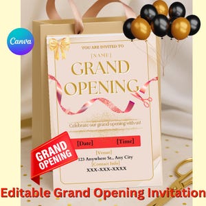 Grand Opening Invitation Template | Editable Ribbon Cutting Event Flyer
