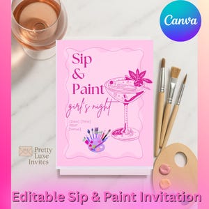 Sip and Paint Invitation | Editable Girls Night Party Template Digital Download