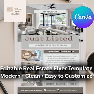 Real Estate Flyer Template | Editable Realtor Marketing Design Digital Download