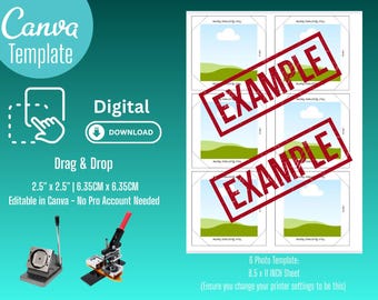 Canva 2.5" x 2.5" (6.35cm x 6.35cm) Photo Magnet Template Digital Download