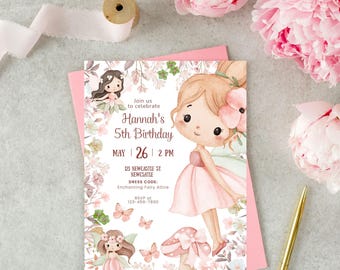 Fairy 5th Birthday Invitation Template | Editable Canva Invite (Digital Download)