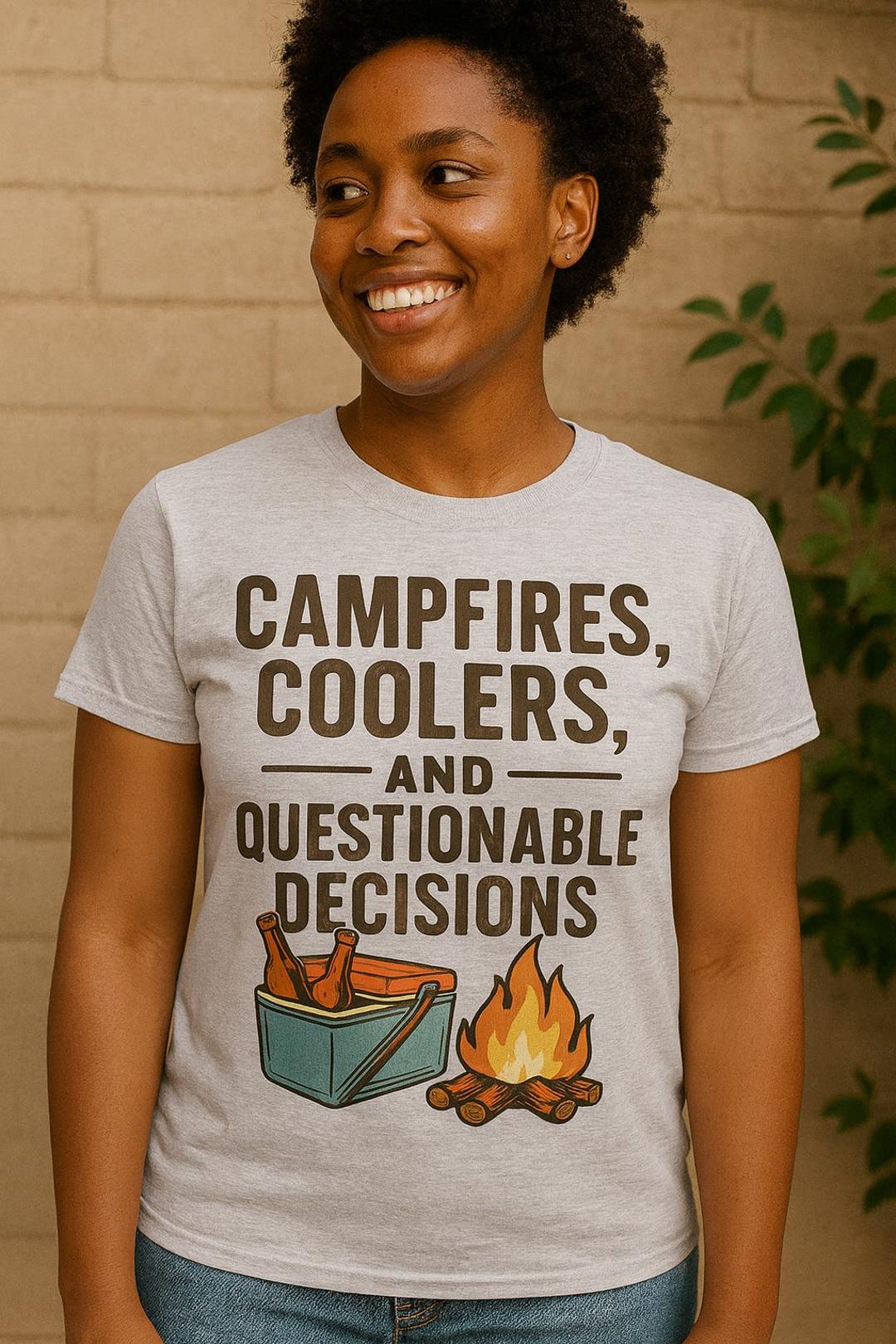 Very Questionable Graphic Campfires, Coolers & Questionable Decisions T-shirt – Funny Camping and ...