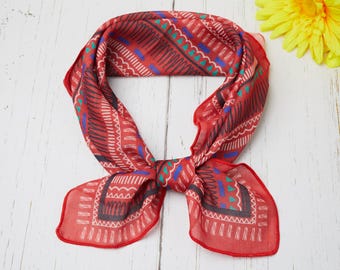 100% Cotton 21" x 21" Boho Red Cotton Bandana Bundle, One-Side Print, Handmade Square Headscarf, Festival Neck Scarf, Hair Accessory Gift