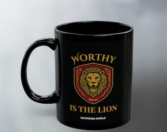 Worthy Is The Lion Coffee Mug - Revelation 5:5 Christian Gift