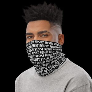 Máscara de Protesto RESIST Neck Gaiter, Faixa de Cabeça Performance, Bandana Arrojada