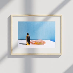 Penguin Dragging Fish Net, Penguin Print, Penguin Poster, Wall Art, Home Decor