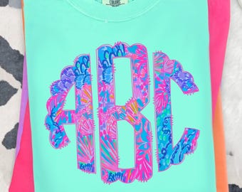 Op lilly geïnspireerd geschulpt monogram - preppy monogram, png