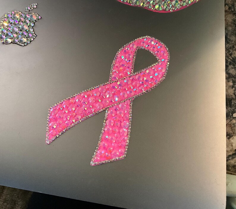 Cancer Ribbon Rhinestone Breast Cancer Awareness Ribbon Decal - Breast Cancer Decal - Rhinestone ...