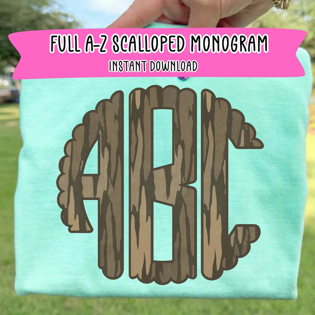 Bottomland Camo Monogram Letters - Scalloped Design (instant Download ...