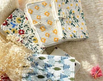 Lotus Yarns Durable Circular Knitting Needle Storage Case with 13 Cotton Fabric Organized Pockets