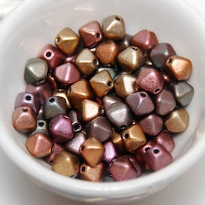 Czech Glass Metallic Matte Rainbow Mix Diamond Beads Qty 20