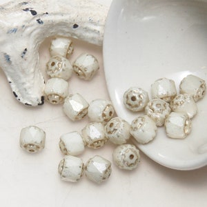 Light Ivory Cream with Mercury Finish and Gold 6mm Cathedral Fire Polished Crystal x 6 Beads image 2