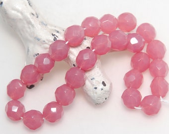 Opaline Pink 8mm Fire Polished Crystal Beads Czech Glass x 10 beads