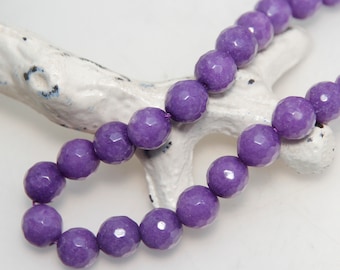 Alabaster Purple Faceted Dyed Beads 8mm x 10