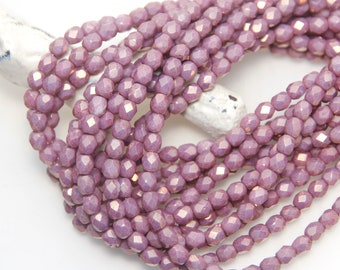 Opaque Thistle Plum Lustre 4mm Fire Polished Crystal x 50 Beads