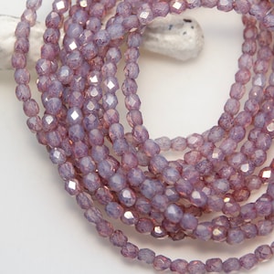 Thistle Plum Lustre 4mm Fire Polished Crystal x 50 Beads