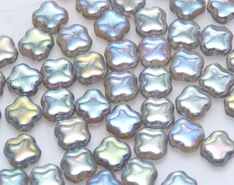 Czech Glass Shiny Diamond Square Tiles x 8 beads