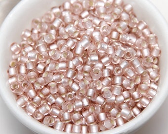 TOHO Size 8 Japanese Glass Seed Beads Rosaline Pink Silver Lined Frosted 10gm Bag
