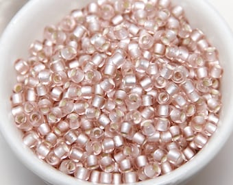 TOHO Size 8 Japanese Glass Seed Beads Rosaline Pink Silver Lined Frosted 10gm Bag