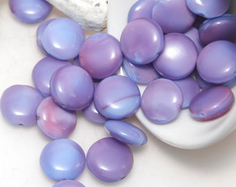 Verre tchèque 10 mm en forme de lentille, mélange rose lilas opaque x 5 perles