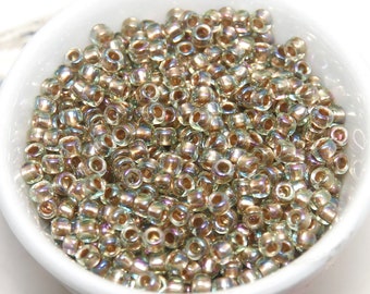TOHO Size 8 Japanese Glass Seed Beads Jonquil Light Gold Lined Rainbow 10 gm Bag