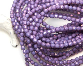 Rich Purple 4mm Fire Polished Czech Crystal x 50 Beads