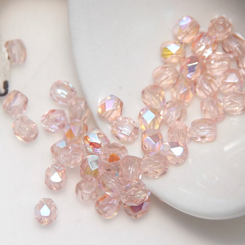 Rosaline Transparent Pink AB 4mm Fire Polished Crystal Beads image 3