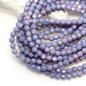 Opaque Lilac Purple 4mm Fire Polished Crystal x 50 Beads