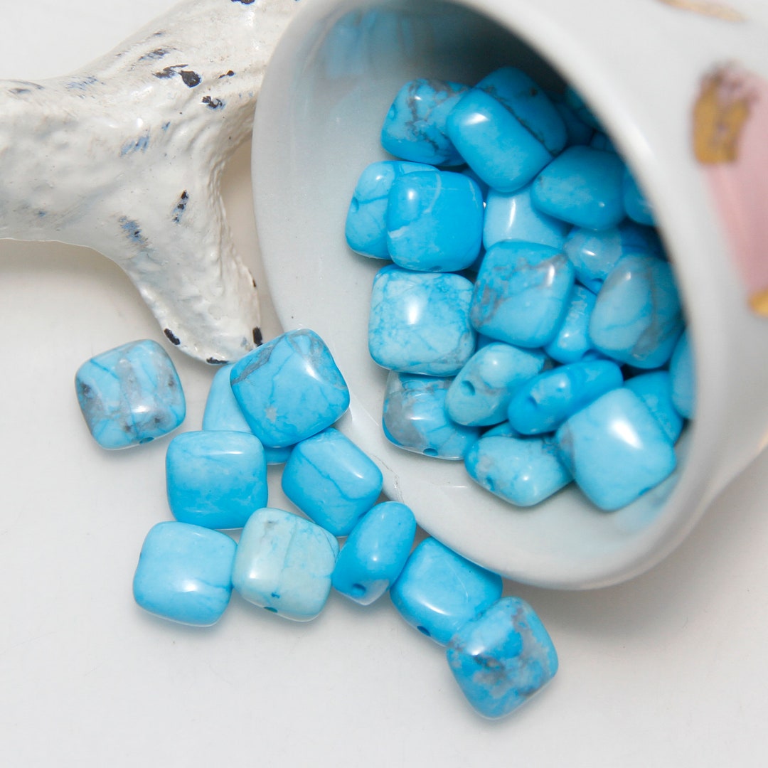 12 X Light Blue Dyed Howlite Puffy Square Beads 8mm - Etsy Australia