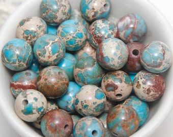 20 x Aqua Terra Jasper Semi Precious Perles 8mm-9mm