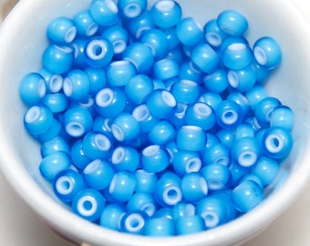 TOHO Size 6/0 Japanese Glass Seed Beads Round Transparent Aqua White Lined 10 gm Bag