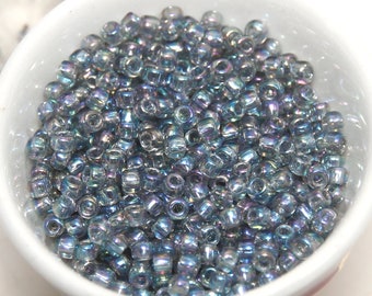TOHO Size 8 Japanese Glass Seed Beads Black Diamond Transparent Rainbow 10 gm Bag