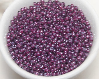 TOHO Size 11 Japanese Glass Seed Beads Grey Magenta Lined 10gm Bag