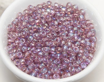 TOHO Size 8 Japanese Glass Seed Beads Light Amethyst Transparent Rainbow 10gm Bag