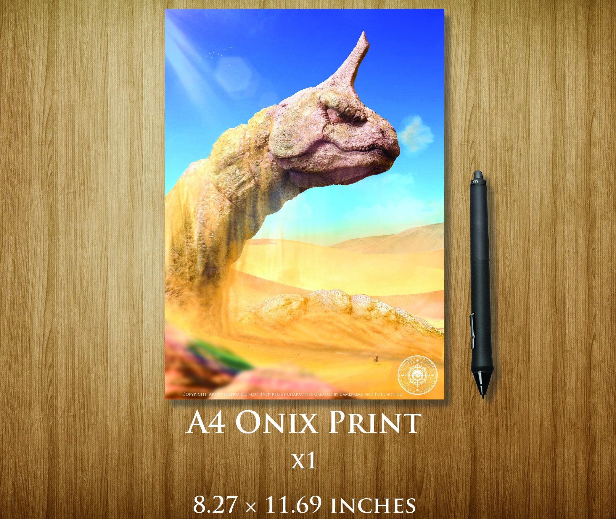 Onix Pokemon Digital Print Art Poster A4 for Children's 