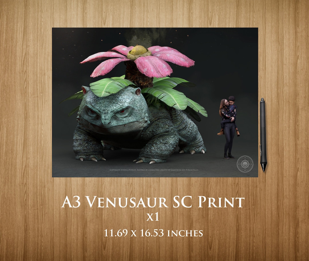 Venusaur Size Comparison A3 Poster Etsy
