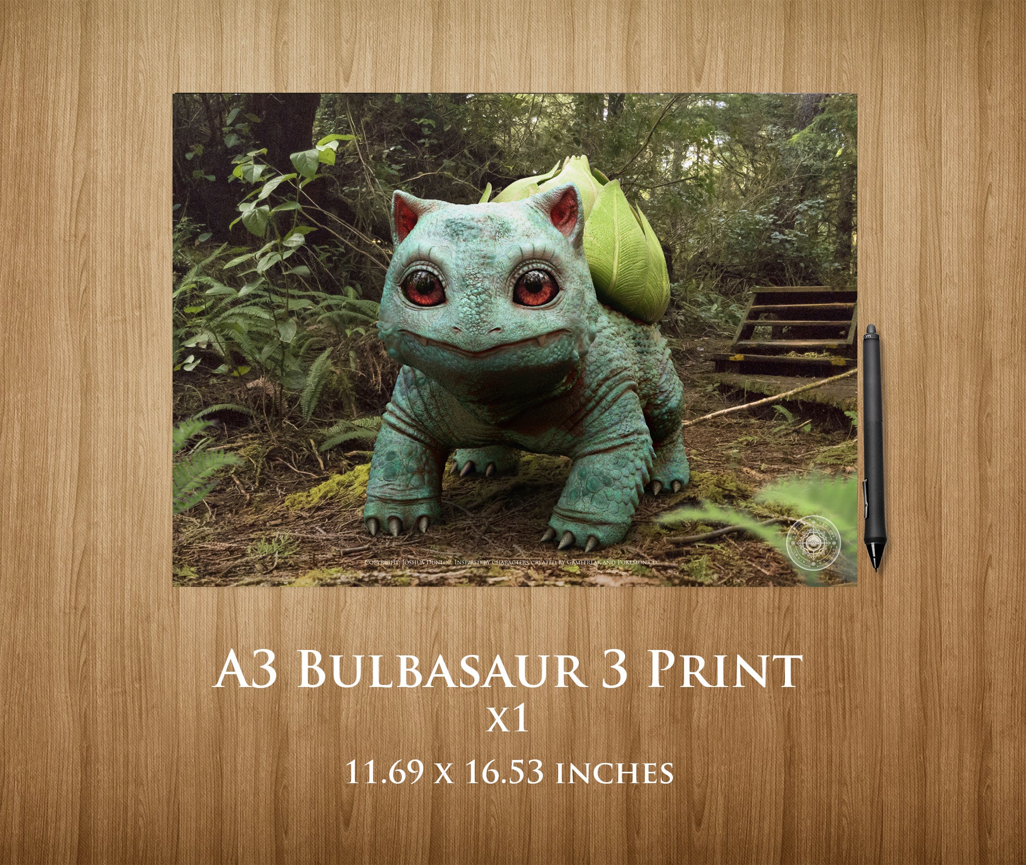 Bulbasaur 3 A3 Poster - Realistic Pokémon Art Print