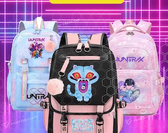 KPOP デーモンハンター バックパック | Huntrix キッズ＆ティーンズ向けブックバッグ | Rumi & Saja Boys Designs