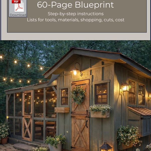 DIY 6x8 Coop, 8x12 Run Blueprint (Instant Download) | Intermediate Chicken Coop Plans