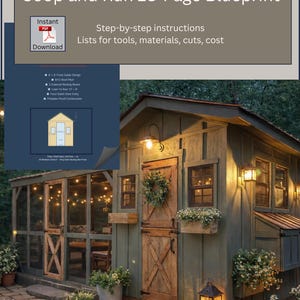 DIY 6x8 Coop, 8x12 Run Blueprint (Instant Download) | Fortgeschrittene Hühnerstall-Pläne