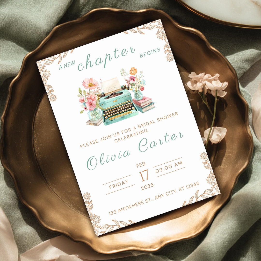 New Chapter Bridal Shower Invitation Template, Elegant Floral Bridal ...