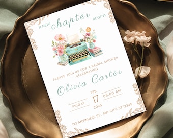 New Chapter Bridal Shower Invitation Template, Elegant Floral Bridal Brunch Editable Invite Digital Download.
