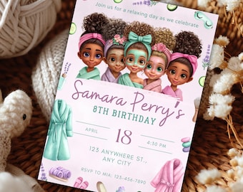 Spa-Geburtstags-Einladung für Mädchen | Pamper Party einladen | Canva Vorlage | Self Care Spa Day Geburtstag | Einladungskarten zum Ausdrucken