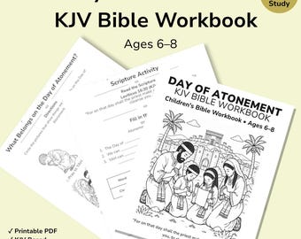 Day of Atonement Bible Workbook for Kids Ages 6-8 | KJV Homeschool Bible Study | Printable PDF Activity Pack