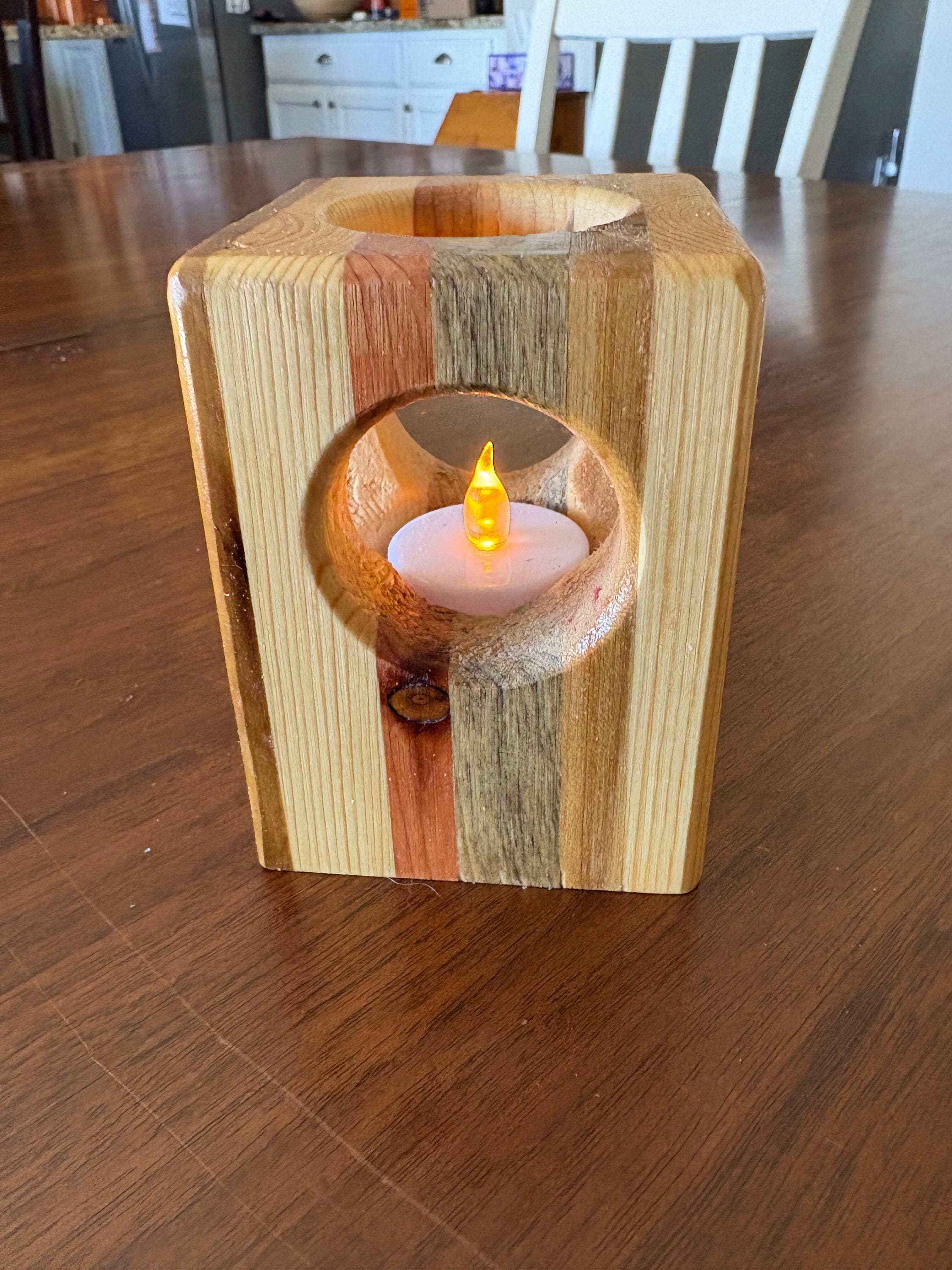 Handmade Wooden Tea Light Candle Holder