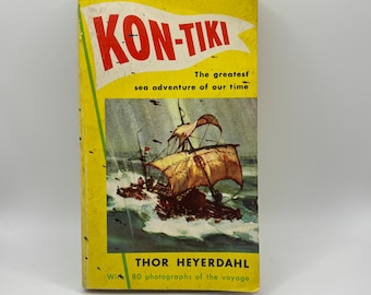 Vintage paperback Kon-Tiki by Thor Heyerdahl Perma Books 1961 10th Print with 80 Photographs Polynesian Sea Adventure Rare History Ephemera